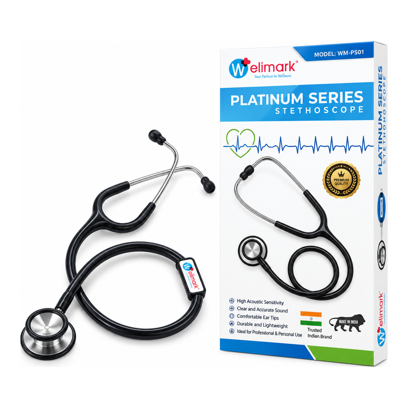 Welimark SS Stainless Steel Acoustic Stethoscope